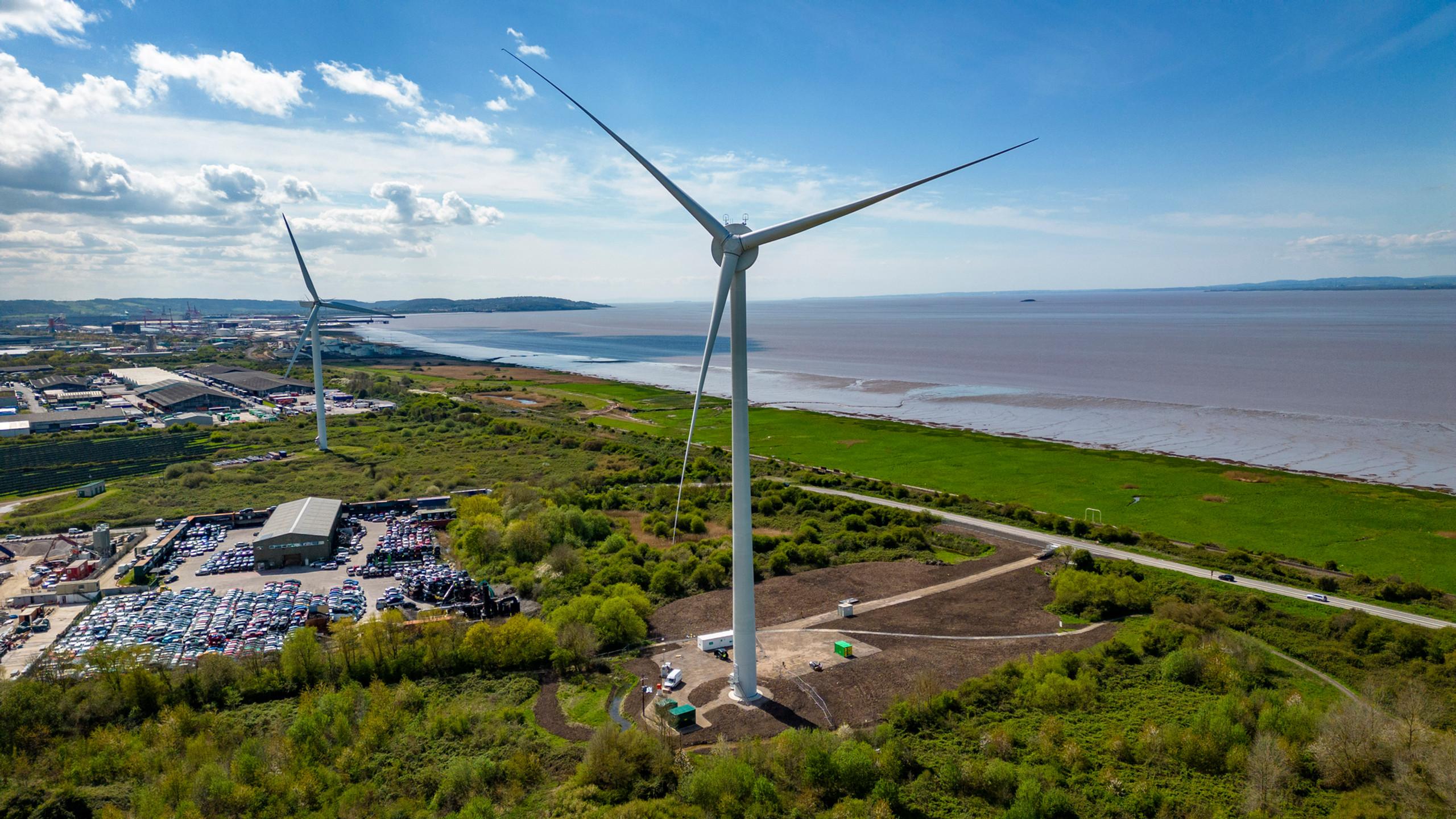 ACE turbine in Bristol, the only onshore wind project built in England in 2023