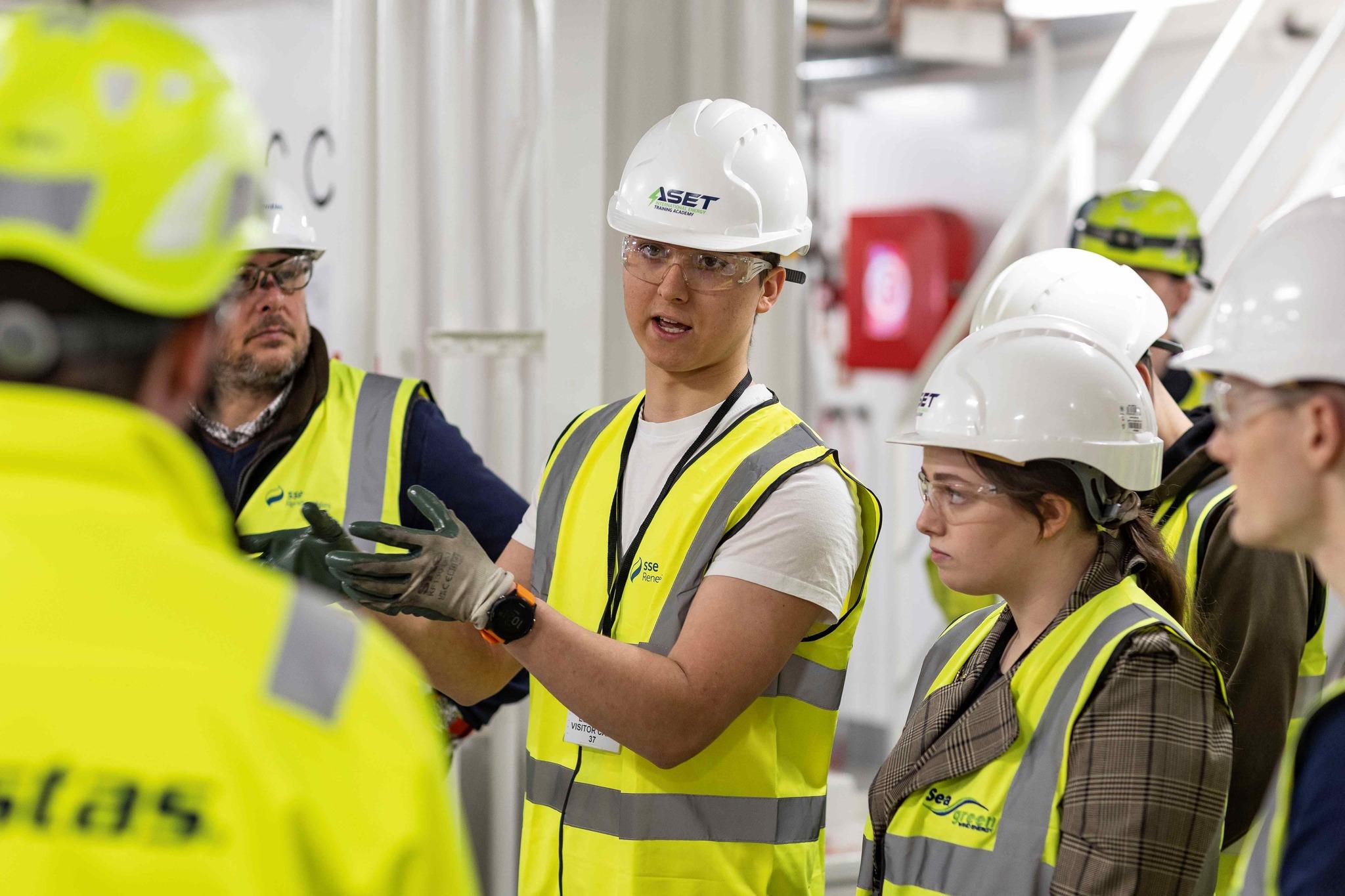 ECITB Wind Turbine scholars, currently studying at Nes Col, got a flavour of life working offshore at the Operations and Maintenance base at Montrose Port which services the Seagreen offshore wind farm, currently under construction.