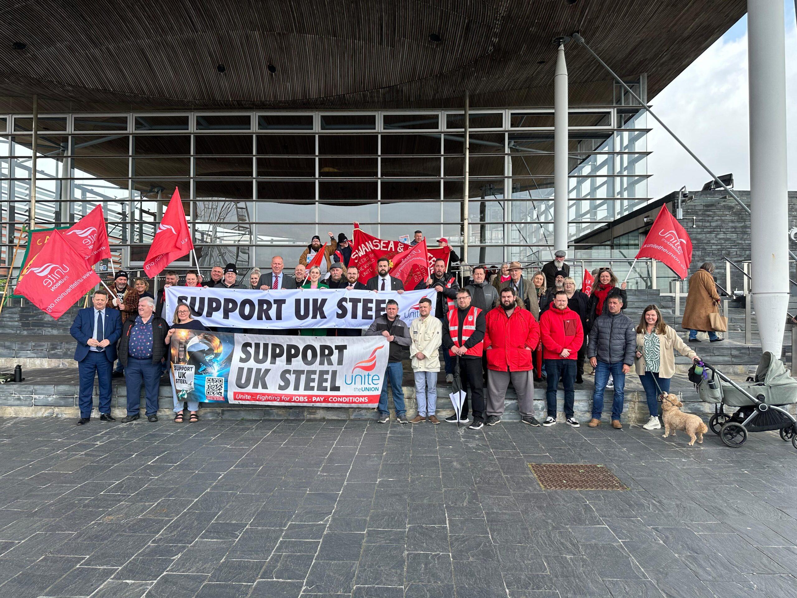 Unite the Union hands over petition calling for support at Tata Steel's Port Talbot works